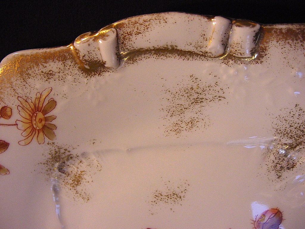 Wonderful Austrian Porcelain Ice Cream / Sandwich Plate Decorated with Poppies ~ P.H. LEONARD Austria 1917 Wonderful Austrian Porcelain Ice Cream / Sandwich Plate Decorated with Poppies ~ P.H. LEONARD Austria 1917