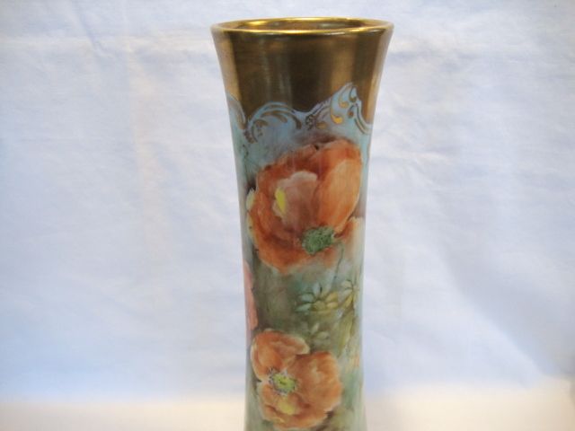 Awesome Austrian Porcelain Vase ~ Hand painted with Orange Poppies and Daisies ~ Signed L. Banzhaf 1920'S Awesome Austrian Porcelain Vase ~ Hand painted with Orange Poppies and Daisies ~ Signed L. Banzhaf 1920'S