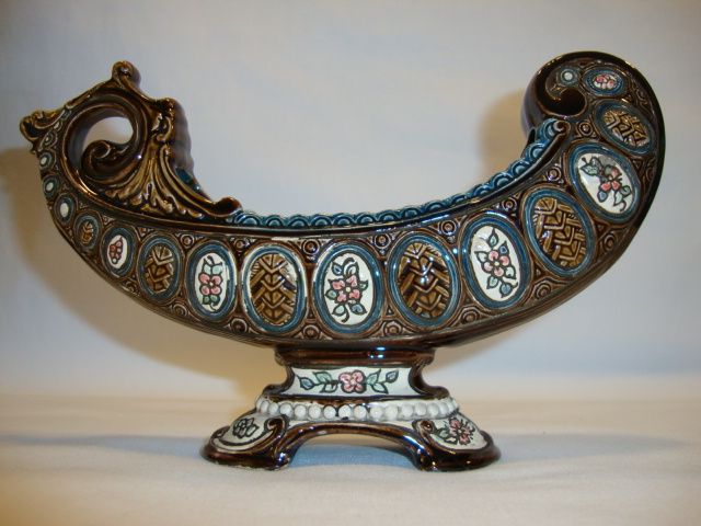 Superb Austrian/Bohemian Majolica Vase and Card holder ~ Gerbing & Stephan 1885-1895 Superb Austrian/Bohemian Majolica Vase and Card holder ~ Gerbing & Stephan 1885-1895