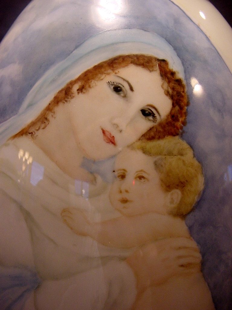 Lenox Belleek Portrait Vase ~LARGE vase. 19" tall ~ Hand Painted Mother & Child, Pink Roses ~ Lenox Belleek ca.1906-1924 Lenox Belleek Portrait Vase ~LARGE vase. 19" tall ~ Hand Painted Mother & Child, Pink Roses ~ Lenox Belleek ca.1906-1924