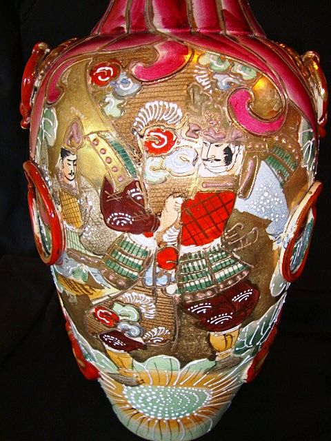 Fantastic Pair of Large Mirror Image Satsuma Samurai 15" Vases from the Meiji Period 1868 to 1912 Fantastic Pair of Large Mirror Image Satsuma Samurai 15" Vases from the Meiji Period 1868 to 1912