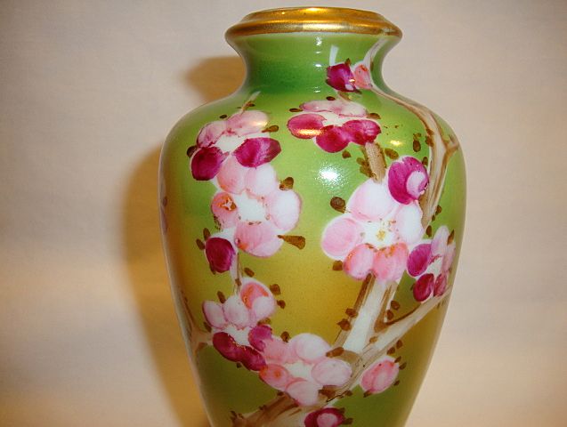 Nice Porcelain Vase ~ Hand Painted with Oriental Plum Blossom on Branches Nice Porcelain Vase ~ Hand Painted with Oriental Plum Blossom on Branches