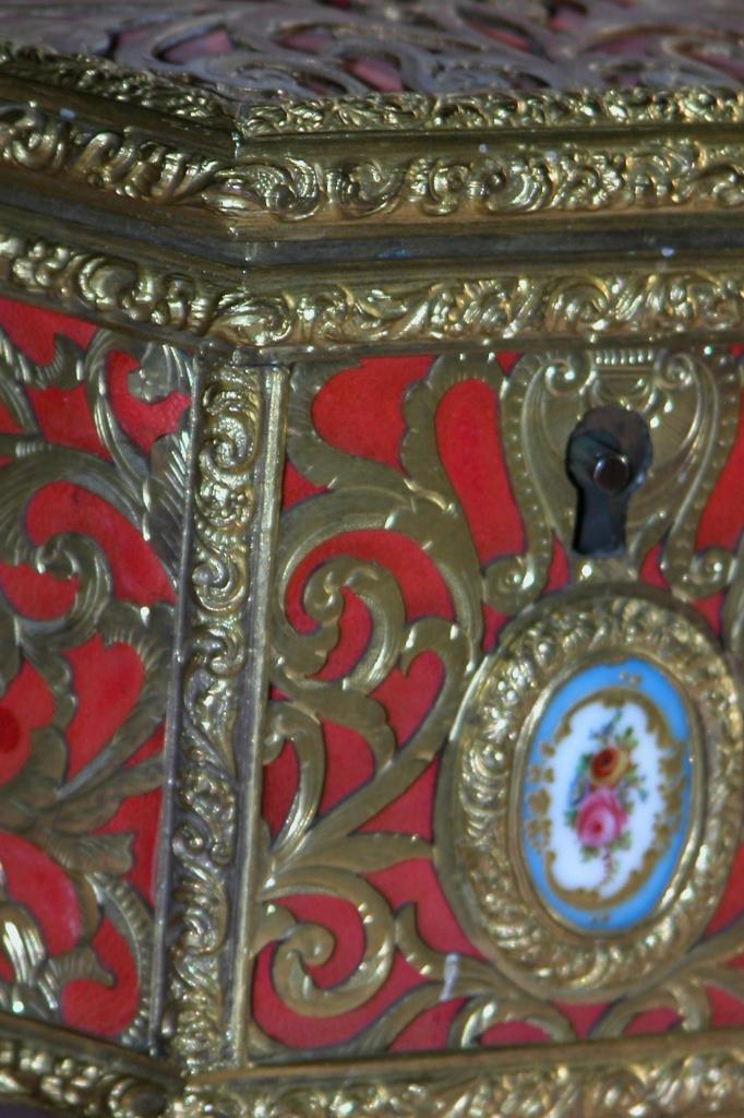 Antique French Box- Hand Painted Porcelain Plaques Antique French Box- Hand Painted Porcelain Plaques