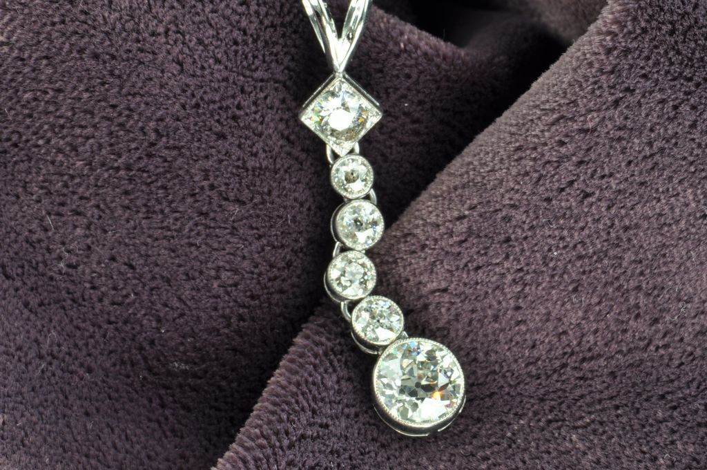 2.45 Carat Art Deco Diamond and Sapphire Pendant 2.45 Carat Art Deco Diamond and Sapphire Pendant