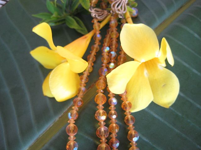 Amber-Colored Aurora Borealis Crystal Bead Necklace Amber-Colored Aurora Borealis Crystal Bead Necklace