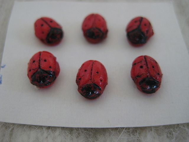 Miniature Glass Ladybug Buttons Miniature Glass Ladybug Buttons
