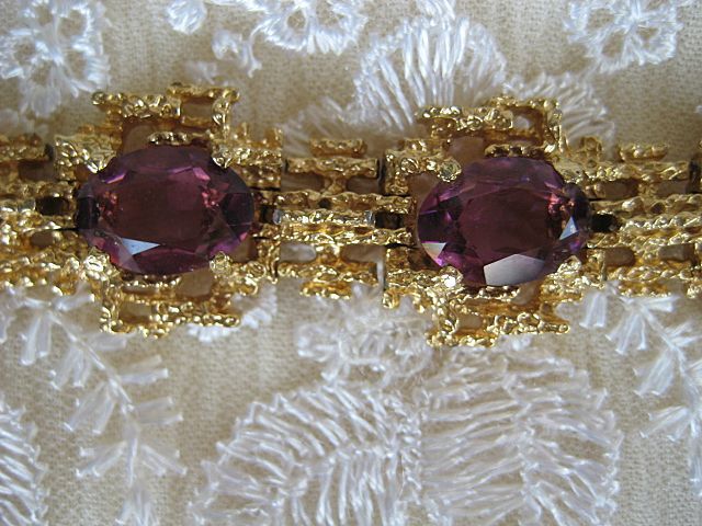 Spectacular Purple Panetta Glass Cabochon Bracelet Earrings Spectacular Purple Panetta Glass Cabochon Bracelet Earrings