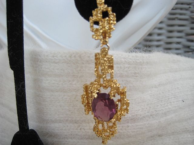 Spectacular Purple Panetta Glass Cabochon Bracelet Earrings Spectacular Purple Panetta Glass Cabochon Bracelet Earrings