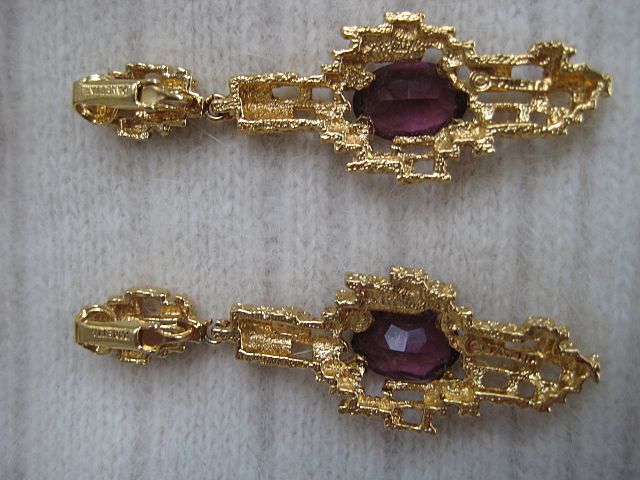 Spectacular Purple Panetta Glass Cabochon Bracelet Earrings Spectacular Purple Panetta Glass Cabochon Bracelet Earrings