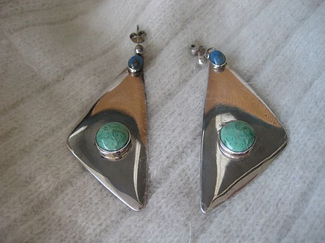 Sterling Silver Turquoise Pierced Earrings Sterling Silver Turquoise Pierced Earrings