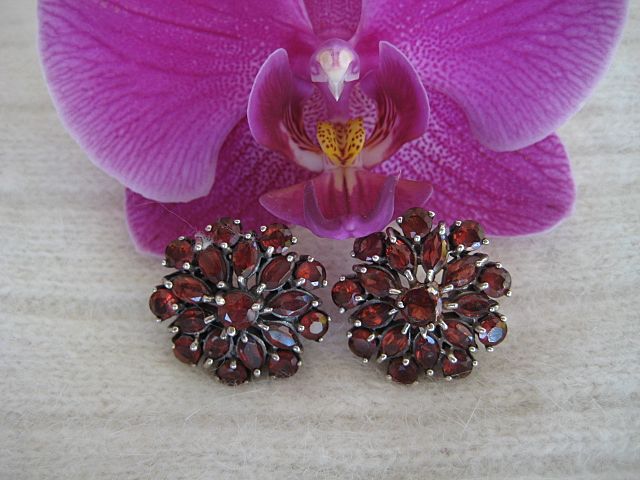 Gorgeous Garnet Silver Post Round Earrings Gorgeous Garnet Silver Post Round Earrings
