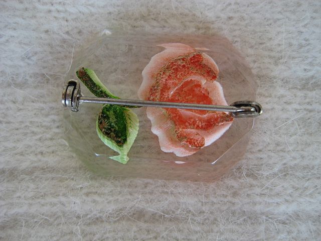 Lucite Peach Rose Brooch Lucite Peach Rose Brooch