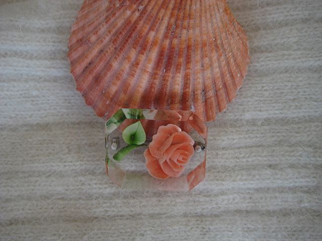 Lucite Peach Rose Brooch Lucite Peach Rose Brooch