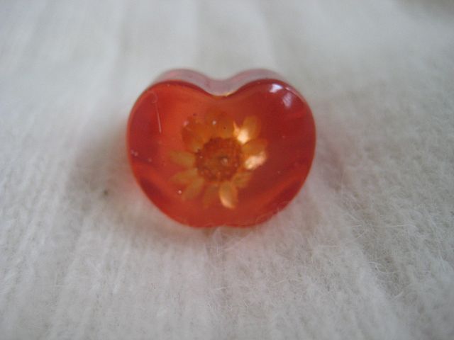Red Lucite Flower Heart Ring Red Lucite Flower Heart Ring
