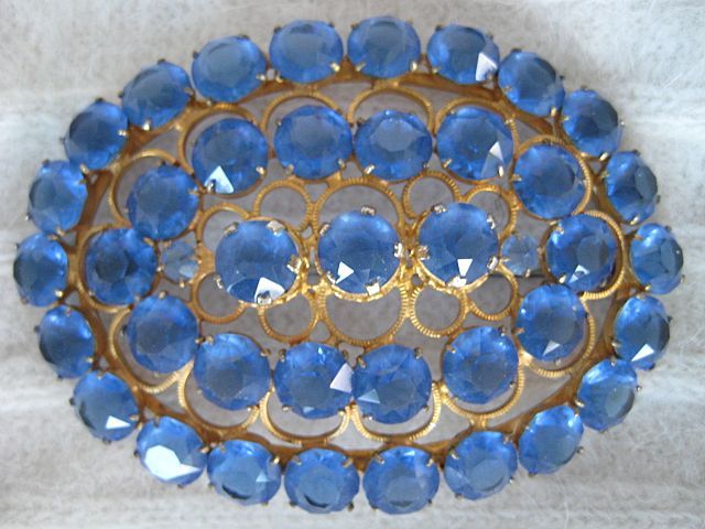 Large Beautiful Blue Crystal Brooch Large Beautiful Blue Crystal Brooch