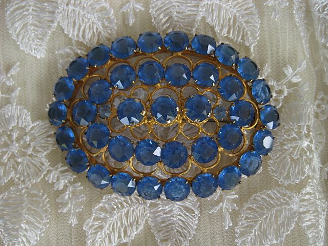 Large Beautiful Blue Crystal Brooch Large Beautiful Blue Crystal Brooch
