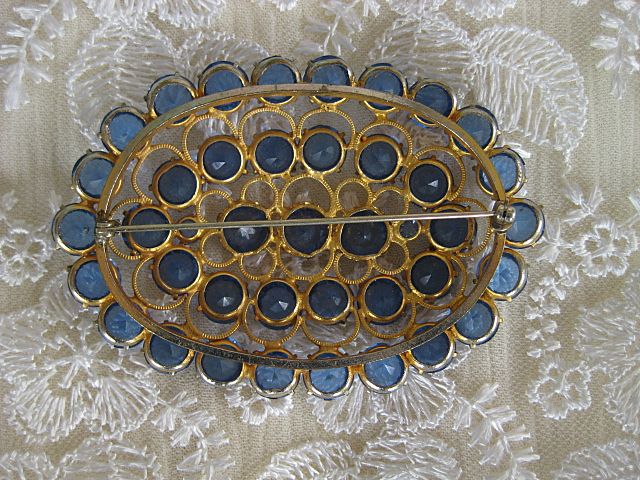 Large Beautiful Blue Crystal Brooch Large Beautiful Blue Crystal Brooch