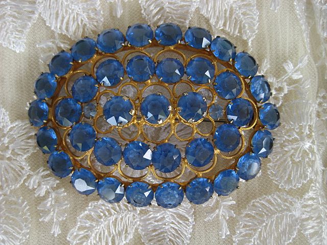 Large Beautiful Blue Crystal Brooch Large Beautiful Blue Crystal Brooch