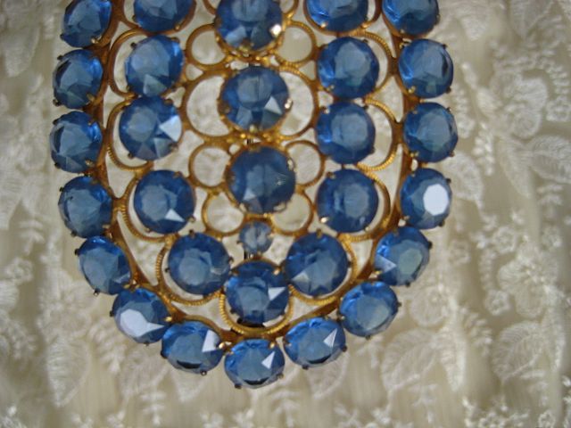Large Beautiful Blue Crystal Brooch Large Beautiful Blue Crystal Brooch