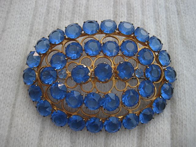 Large Beautiful Blue Crystal Brooch Large Beautiful Blue Crystal Brooch