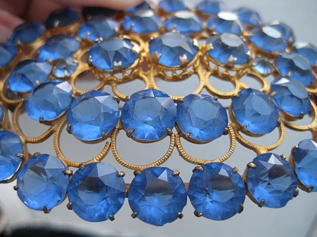 Large Beautiful Blue Crystal Brooch Large Beautiful Blue Crystal Brooch