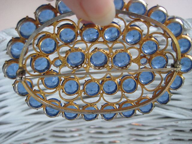 Large Beautiful Blue Crystal Brooch Large Beautiful Blue Crystal Brooch