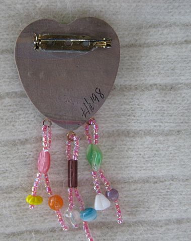 Sculpted Hand Painted Beaded Heart Pin Sculpted Hand Painted Beaded Heart Pin