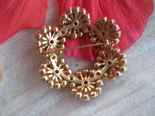 Pink Glass Cabochon Foil Confetti Rhinestone Brooch Pink Glass Cabochon Foil Confetti Rhinestone Brooch