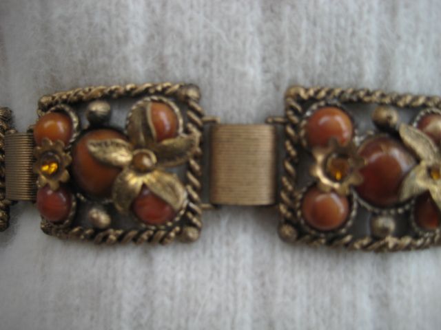 Copper Color Glass Cabochon Rhinestone Bracelet Copper Color Glass Cabochon Rhinestone Bracelet