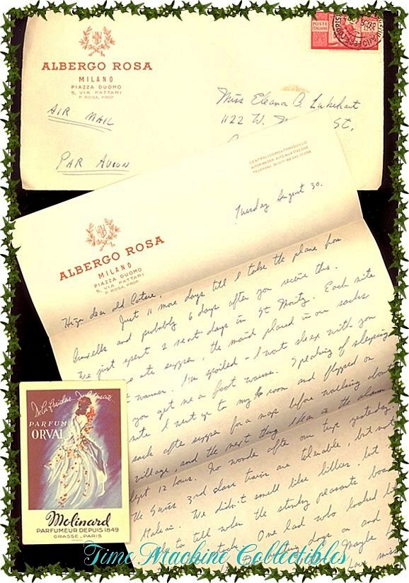 1920's Molinard/Orval Parfum Fragrance Card plus Sweetheart Letter & Envelope 1920's Molinard/Orval Parfum Fragrance Card plus Sweetheart Letter & Envelope
