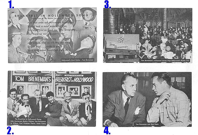 1940's Tom Breneman Breakfast Club Postcards 1940's Tom Breneman Breakfast Club Postcards