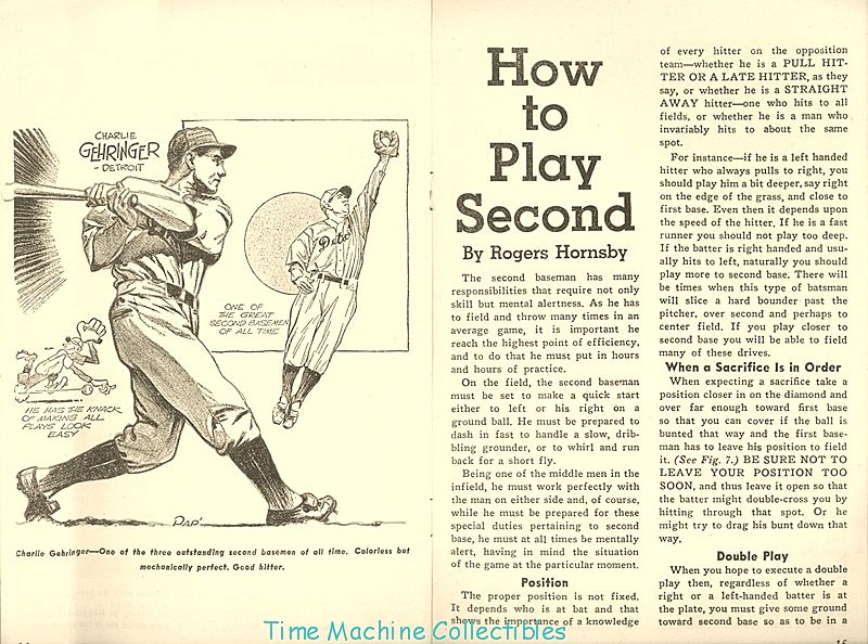 1940's How to Hit...and Play Second Base Booklet By Rogers Hornsby 1940's How to Hit...and Play Second Base Booklet By Rogers Hornsby