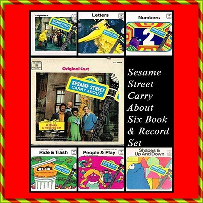 1970 Sesame Street Carry About, 6 Books & Records Set 1970 Sesame Street Carry About, 6 Books & Records Set