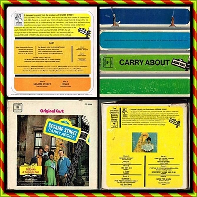 1970 Sesame Street Carry About, 6 Books & Records Set 1970 Sesame Street Carry About, 6 Books & Records Set