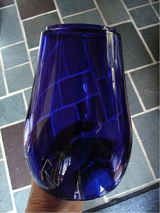 Unusual Big Beautiful Deep Cobalt 6-1/2" Lantern Globe signed Kopp Unusual Big Beautiful Deep Cobalt 6-1/2" Lantern Globe signed Kopp