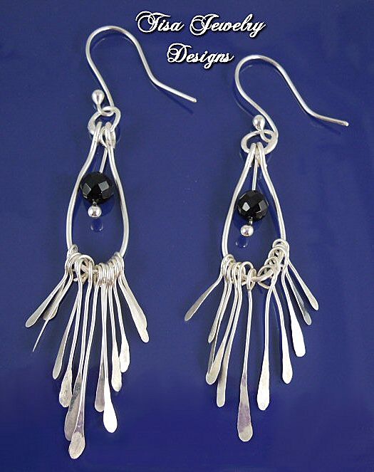 PERFECT LITTLE PADDLES – Black faceted onyx and fine silver earrings PERFECT LITTLE PADDLES – Black faceted onyx and fine silver earrings