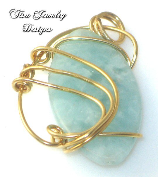 LIGHT GREEN JADE PENDANT – hand-wrapped in 14 Kt gold-fill LIGHT GREEN JADE PENDANT – hand-wrapped in 14 Kt gold-fill