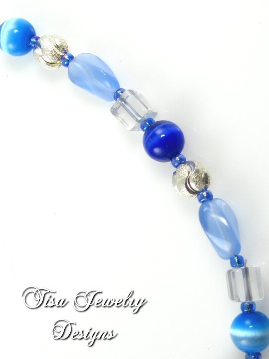 HOPE – Cross and necklace of chalcedony, cat's eye and sterling silver beads HOPE – Cross and necklace of chalcedony, cat's eye and sterling silver beads