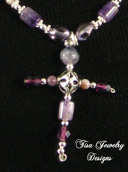 JOY – Cross and necklace of amethyst and sterling silver JOY – Cross and necklace of amethyst and sterling silver