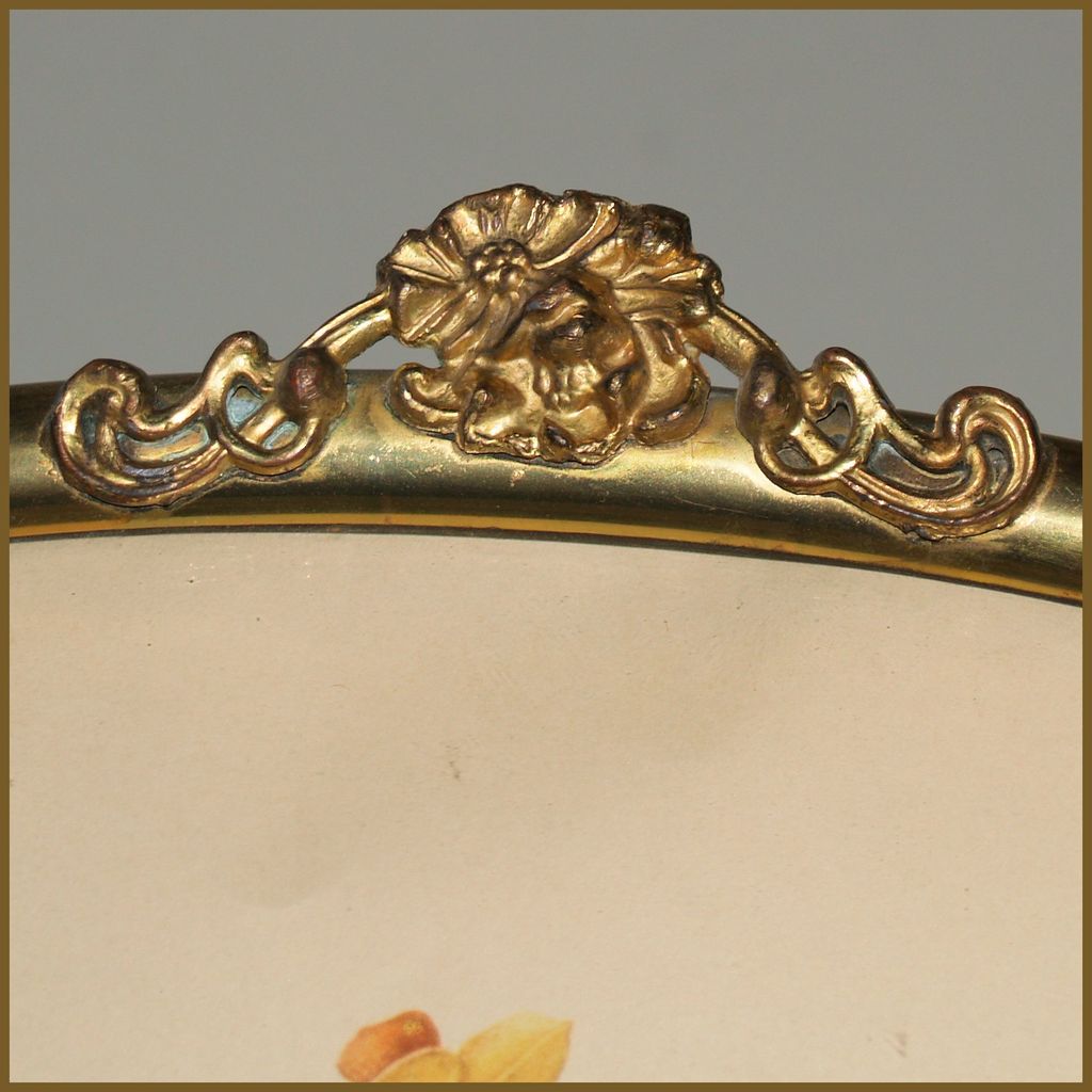 Pair Brass Frames Convex Glass - Vintage Pair Brass Frames Convex Glass - Vintage