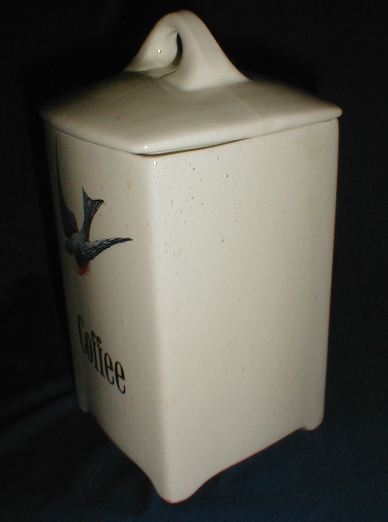 Lovely Bluebird China Canister (Jar), COFFEE Lovely Bluebird China Canister (Jar), COFFEE
