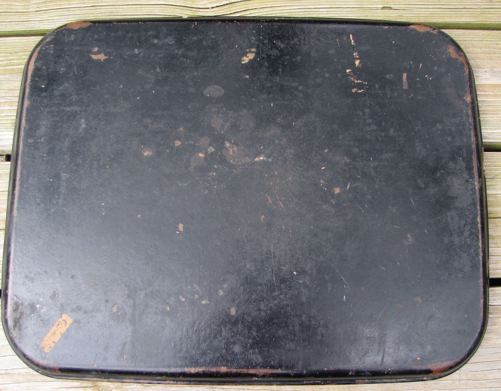Large Antique Papier Mache Tole Serving Tray, Daisies and Bird Large Antique Papier Mache Tole Serving Tray, Daisies and Bird