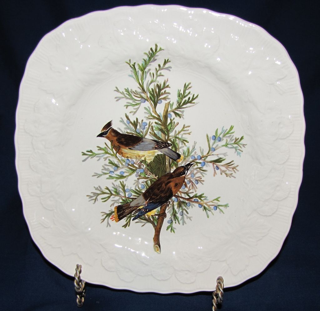Square Audubon Dessert Plate, CEDAR BIRD, Alfred Meakin Square Audubon Dessert Plate, CEDAR BIRD, Alfred Meakin