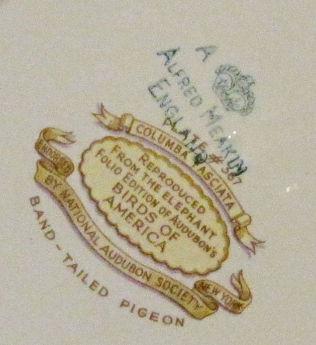 Square Audubon Dessert Plate, BAND-TAILED PIGEON, Alfred Meakin Square Audubon Dessert Plate, BAND-TAILED PIGEON, Alfred Meakin