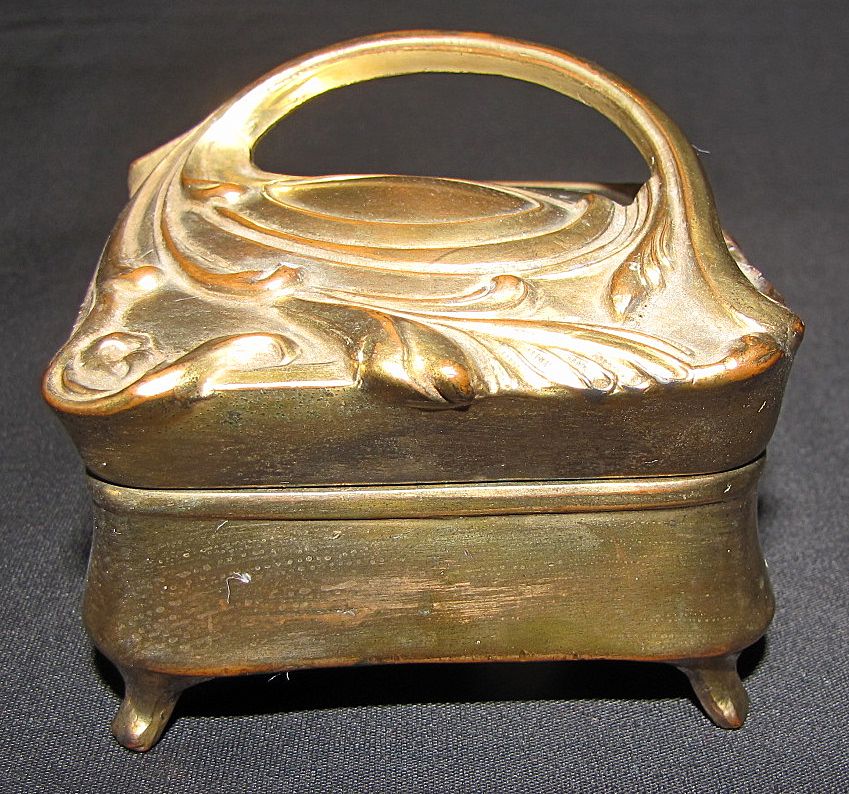 Small Gold Washed Jewelry Box, B & W 122, Art Nouveau Small Gold Washed Jewelry Box, B & W 122, Art Nouveau