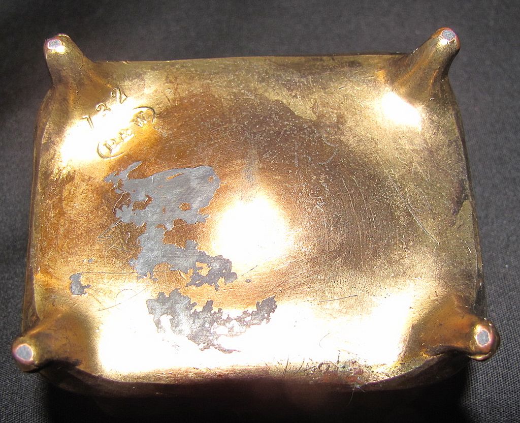 Small Gold Washed Jewelry Box, B & W 122, Art Nouveau Small Gold Washed Jewelry Box, B & W 122, Art Nouveau