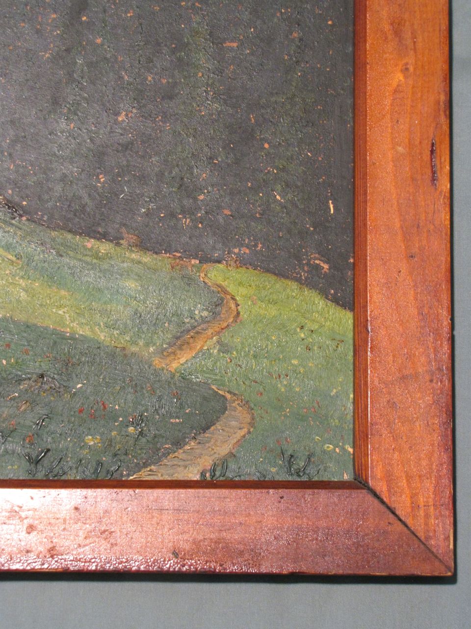 Lovely Oil Painting, LANDSCAPE, Trees, Mountains, Stream, Framed 1946 Lovely Oil Painting, LANDSCAPE, Trees, Mountains, Stream, Framed 1946
