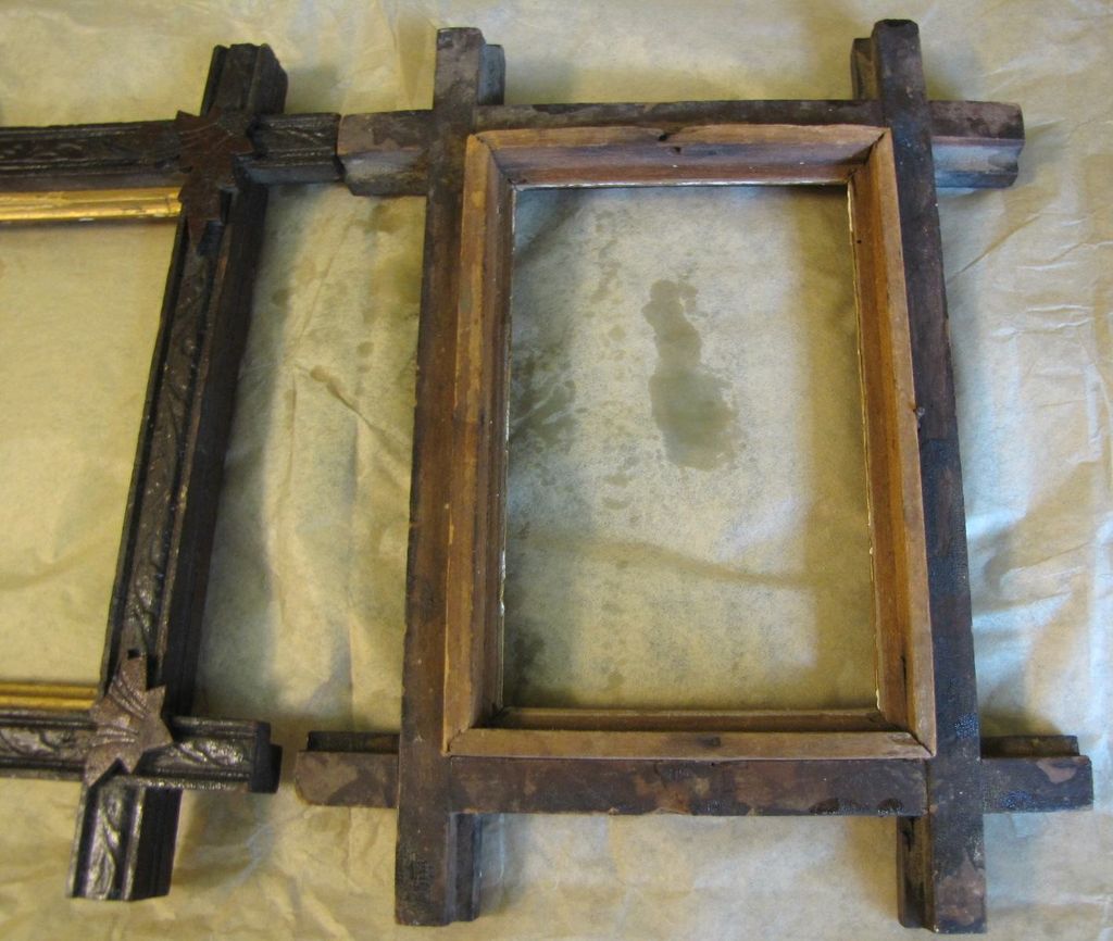 Pair of Matching Carved Wood Photo Frames, Criss-Cross Pair of Matching Carved Wood Photo Frames, Criss-Cross