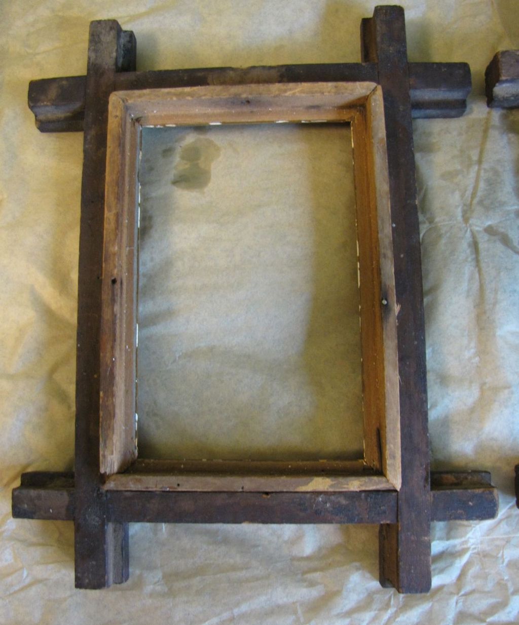 Pair of Matching Carved Wood Photo Frames, Criss-Cross Pair of Matching Carved Wood Photo Frames, Criss-Cross