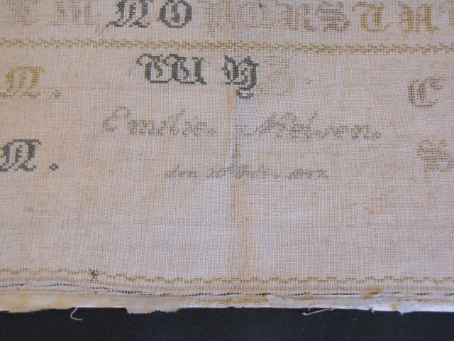 Lovely Sampler, Unframed, 1847, EMILIE MIELSON, Denmark Lovely Sampler, Unframed, 1847, EMILIE MIELSON, Denmark